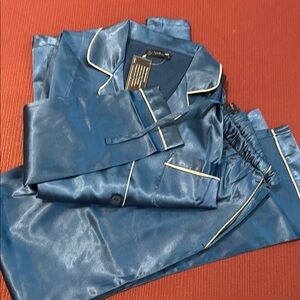 Blue Satin Pajama Set